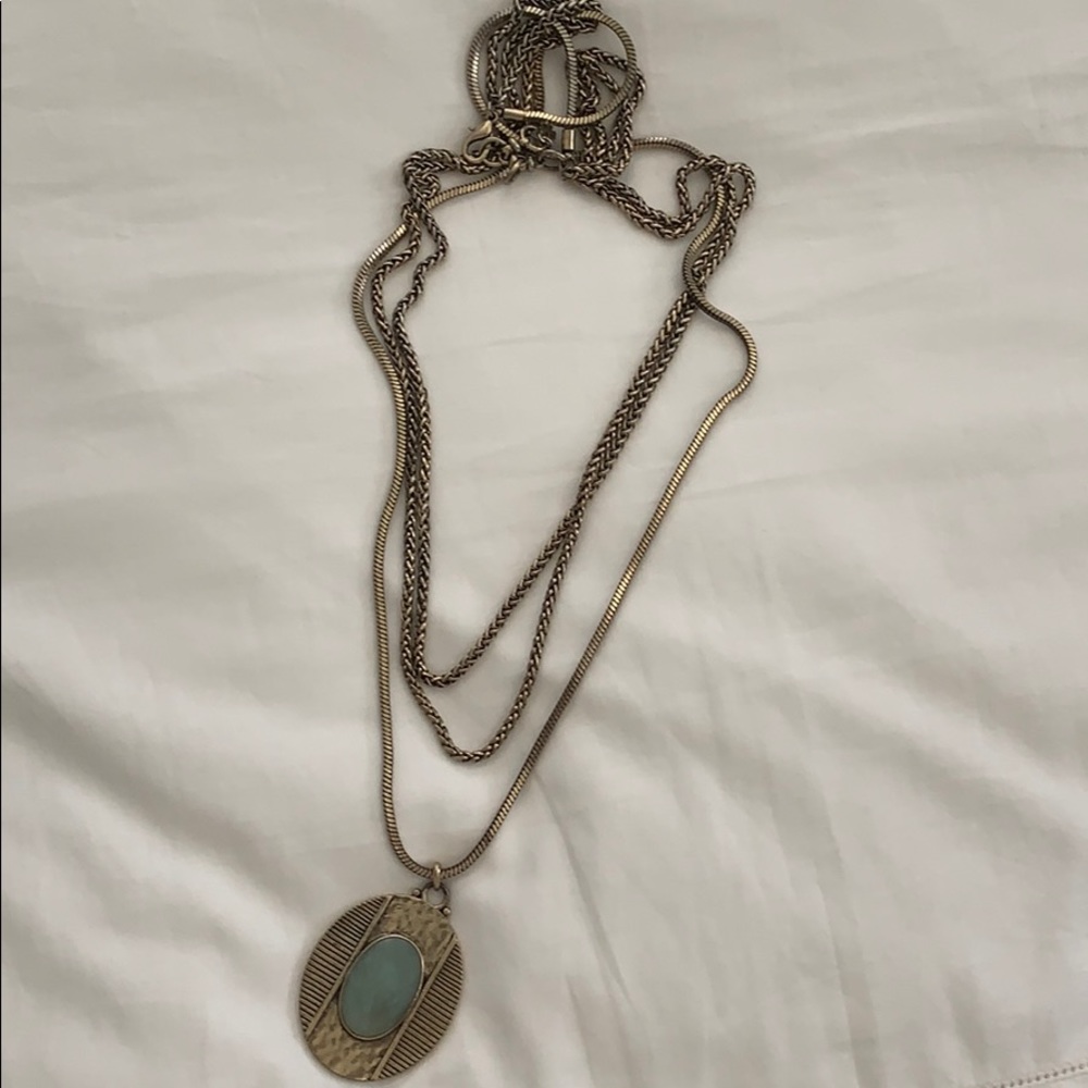Lucky Brand Long Necklace with Jade Pendant